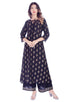 Hanumntra Rayon Gold Print Woman Casual Women Kurta and Palazzo Set