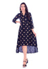 Hanumntra Rayon Gold Printed Woman Party Wear kurti kurta High Low