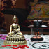 Antique Finish Meditating Buddha Decorative Showpiece - 10 cm (Brass, Brown)