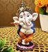 PNFC Orange Resin Playing Flute Dancing  Ganesha Idol