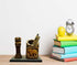 Dark Brown Wooden Pen Stand with Ashok Stambh